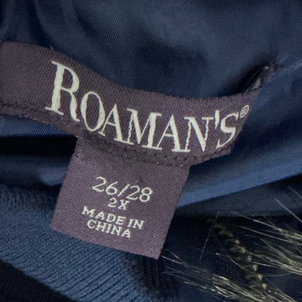 Roaman's Blue Jacket with Faux Fur - Picture 5 of 6